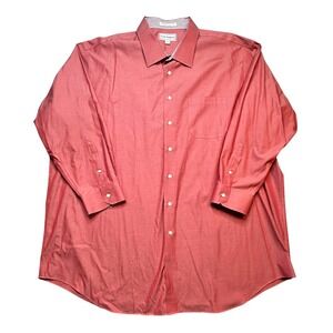 Paul Fredrick Shirt Mens 20 34/35 Red Non Iron Cotton Big Tall Dress Shirt